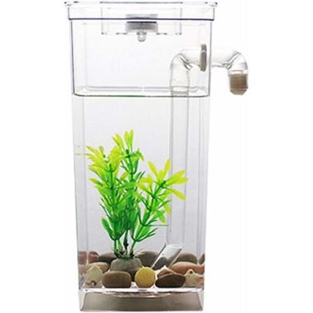 Betta Fish Tank Aquarium Desktop Aquaponics Ecology Itsepuhdistuva säiliö muovinen kodin sisustus, LED-valolla, toimistoon, makuuhuoneeseen