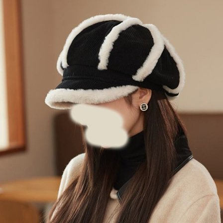 Stilfuld og alsidig ottekantet kasket, varm plysbaret, kaffe