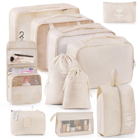 Rejseopbevaring syv-delt sæt toilettaske tøj og undertøj emballage foldbar taske
