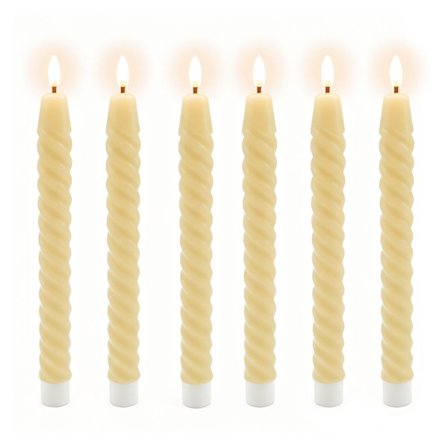 LED flammeløse keglelys, ægte voks, sæt med 6