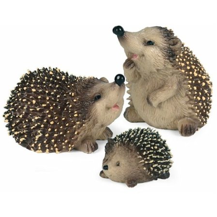 3-pak Have Dyrefigurer - Søde Pindsvinefigurer - Haveskulptur - Udendørs Dekoration til Have og Terrasse - Pindsvinepynt,