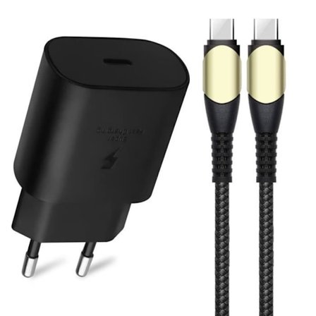 Laddare 25W - E.F.CONNECTION - USB-C - Snabbladdning - Kompatibel med Samsung Galaxy - Svart