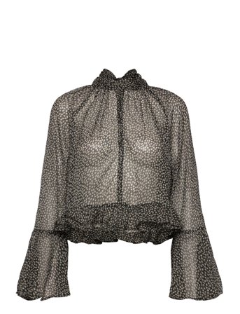 Mango Floral-Print Blouse With Ruffles - Black - S