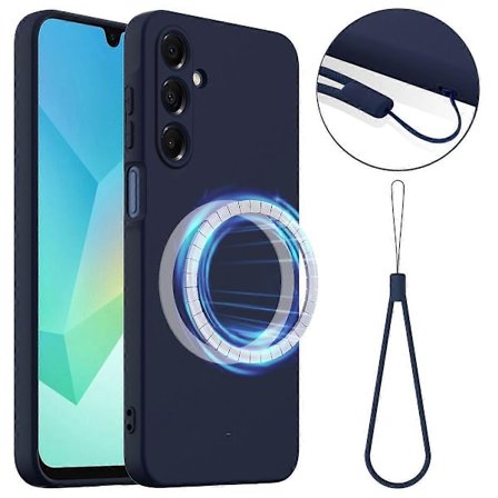Til Samsung Galaxy A17 5G Mobiltelefon Cover Kompatibelt med MagSafe Stødsikkert Flydende Silikone Mobiltelefon Cover - Mørk (Mørkeblå, Mørkeblå)