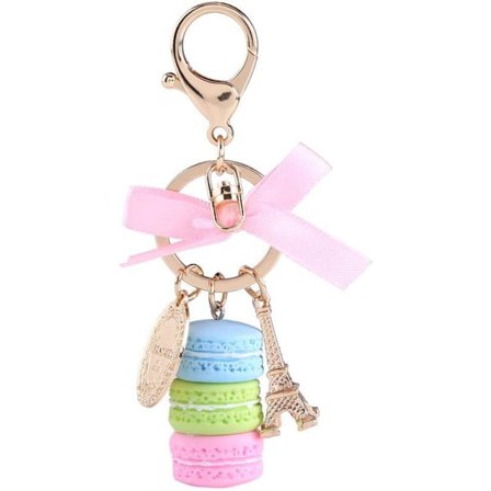 Nyckelring (blå), legering mini färgglad macaron söt Eiffeltornet nyckelring nyckelring väska hänge litet hänge bil charm dekoration tillbehör för bil