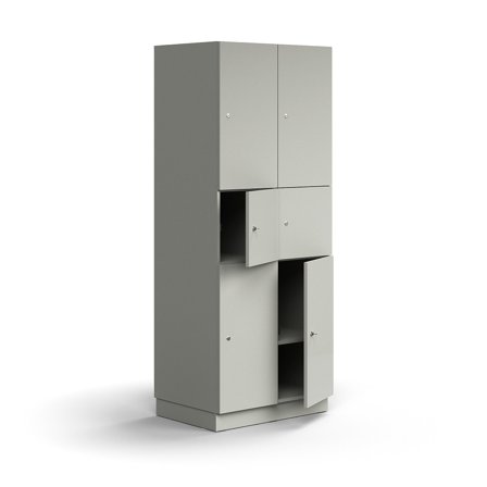 Schließfachschrank QBUS, 2025x800x570 mm, lichtgrau