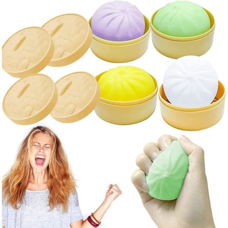 4 kpl Mini Dumpling Squishy, Dumpling Stressipallo Fidget Lelu Höyrytetty Täytetty Pulla Purista Stressinlievitys Lelu, Taikinapallot S,A