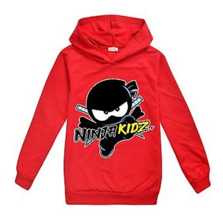 Barn Pojkar Flickor Ninja Kidz Pullover Hoodie Sweatshirt Huvtröja Toppar För 7-14 år (7-8 År Röd)