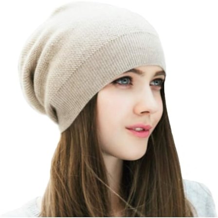 Cashmere Dame Beanie Oversized Dame Beanie Khaki