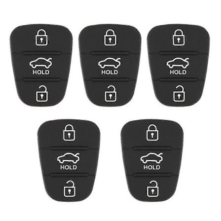 5 stk Erstatningsfjernkontrollnøkkelhus Gummi 3-knappersplate Passer for Hyundai Passer for Kia (med bokstav)-FD-
