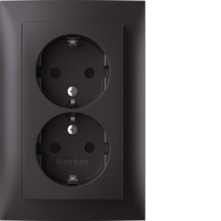 Hager 47911616 Seinäpistorasia 2-osainen, upotettava, kojerasiaan, S.1 Antrasiitti, Kytkimet & pistorasiat