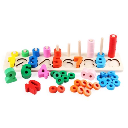 Babylegetøj, Pædagogiske Træpuslespil til at Lære at Tælle og Genkende Tal efter Farve, Gavesæt til Børn i Alderen 3 og Opefter