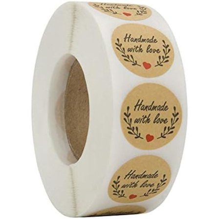 Hjerteformede etiketter 500 ark selvklebende kraftpapir rund dekorasjon baking gaveinnpakning