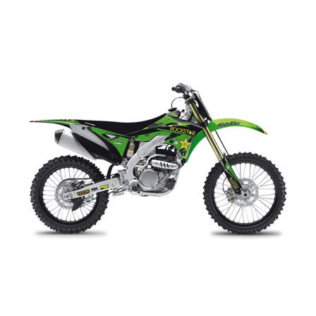 Blackbird Rockstar Energy Complete Decal Kit with Seat Cover Green-Black-Yellow - Kawasaki KX 250F 2013-2016