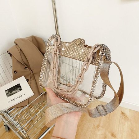 Skulder Crossbody Taske Gennemsigtig Taske CHAMPAGNE