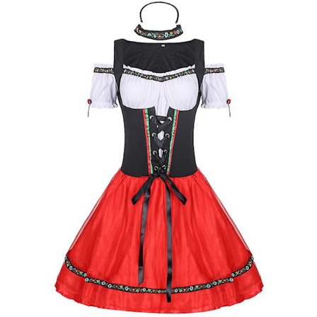 Klassisk bayersk Oktoberfest-kostyme Karneval Beerfest Tavernaklubber Wench Cosplay Fancy festkjole Halloween