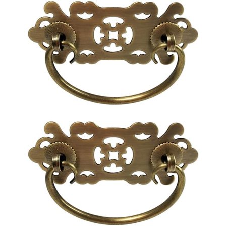 2 st Antik Mässing Vintage Stil Handtag Handtag Bokhylla Garderob Låda Handtag Ren Koppar Möbel Hårdvara Tillbehör