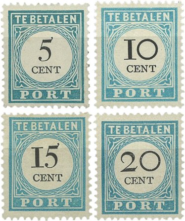 Holland 1881-1887 - Portomærker NVPH P6-P7+P9+P10 - Ubrugt