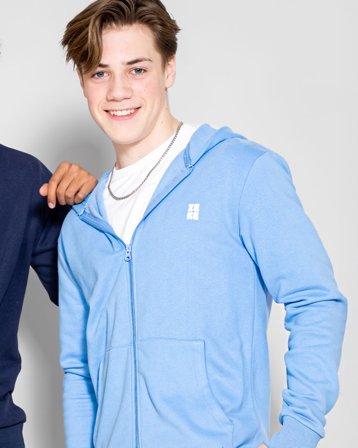 Zeke Essential Chest Print Zip Hoodie Blå Huvtröjor/Hoodies Kille - Kids Brand Store