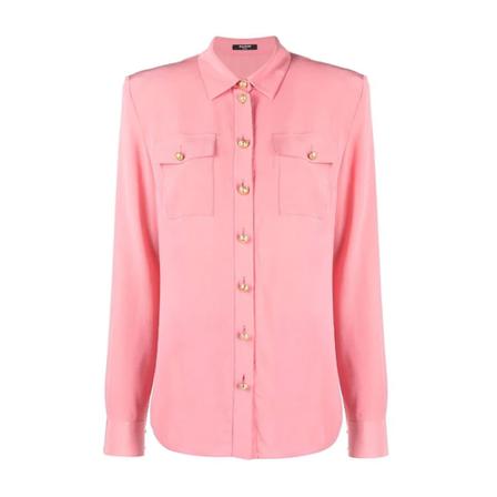 Balmain Crepe DE Chine Shirt Pink, Dame Skjorter