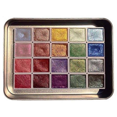 20 värin akvarellimaalaussarja, metallinhohtoinen akvarellimaalisarja, glitter-akvarelli kiinteä maalirasia (2,3 ml-A)