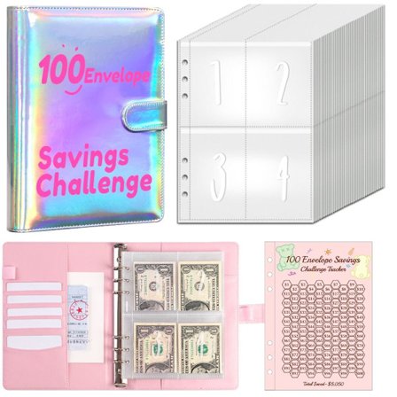 100 Days Savings Challenge Spare Penger Binder SØLV