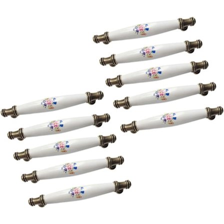 10 st Kabinettgrepp Låda Drag Hängande Grepp Dörrgrepp Båge Grepp Möbelgrepp Keramik Avstånd 128mm