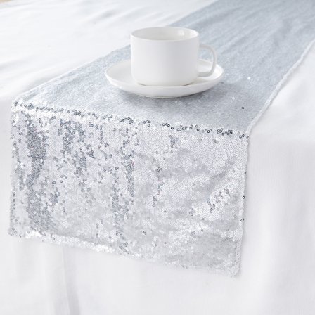 Paljettduk - Silver - 12" x 108" - Bröllopsduschdekor - P