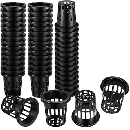 100 stk 1,77 tommers nettkopper med slisset mesh bred leppefilter plante nettpotte bøtte kurv for hydroponics