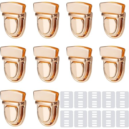 Veskelås i metall, veskelås med trykknapp, veskelås med spenne, veskelås for reparasjon av ryggsekk, veske med skulderstropp, 10 stk. (gull)