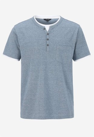 Cellbes of Sweden - T-shirt med knappslå - blå / vit - för herrar - 3XL