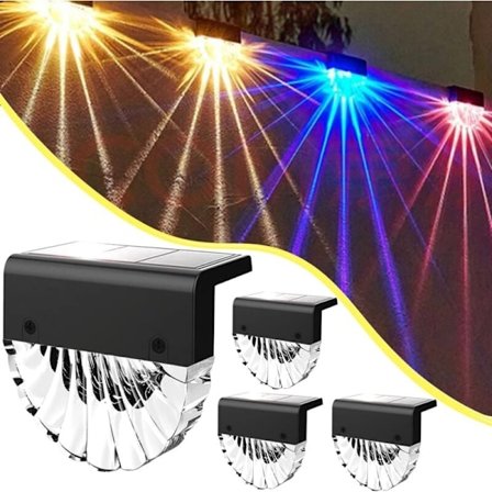Solar LED Utomhus Vägglampor, 4-pack Stiglampor, Färgskiftande LED Solar Utomhuslampor, Trappstegslampor, Vägg Trädgårdsgångar