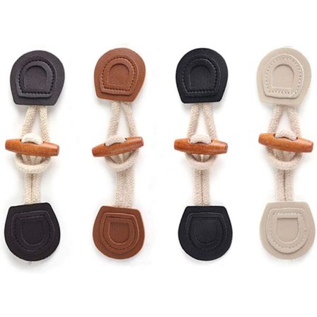 8 par hornknapper i tre, PU-lær, hornvekselknapp