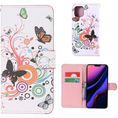 Plånboksfodral Apple iPhone 11 Pro - Vit med Fjärilar