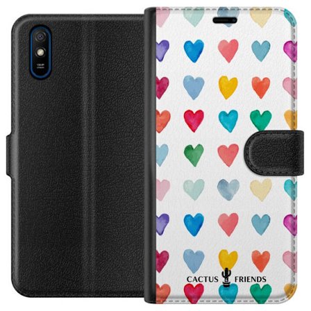 Yhteensopiva Lompakkokotelo Xiaomi Xiaomi Redmi 9A Cactus and Friends - Watercolor Love Grid