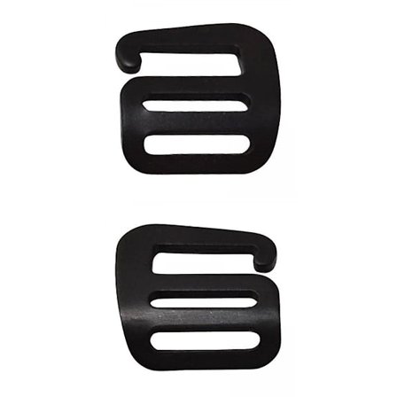 2 stk G-krok spenne for 25 mm webbing til bagasje og ryggsekkstropper, svart