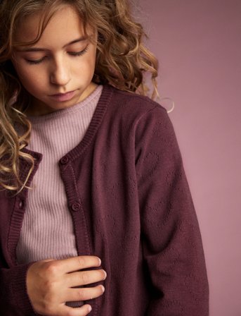 Creamie Cardigan Pointelle - Red - 128