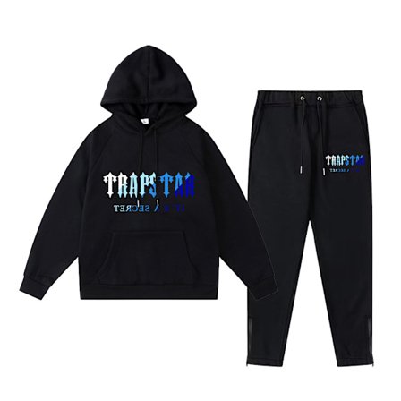 Trapst Tigerhuvudtryck Hooded Plyschtröja Mode Gradient Bokstav Casual Sportset Tryck 08- Svart Print 08- Black-FQ5-