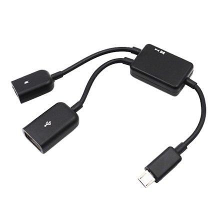 2-i-1 Micro USB OTG-kabel Hub Adapter Converter Extender för Mobiltelefon