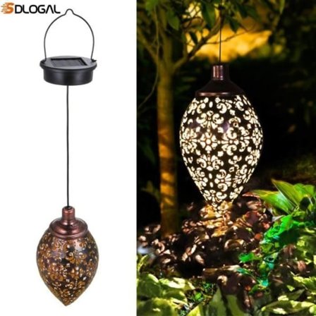 Hengende solcellelamper, solcelle-LED-lanterne for hage, hengende utendørs vanntett metalllampe.