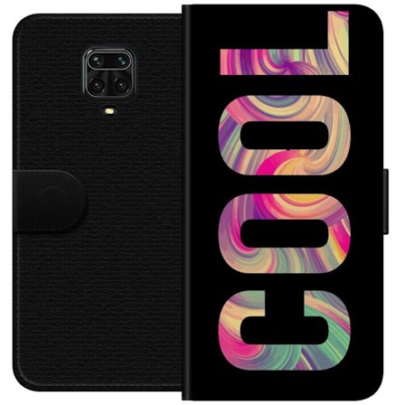 Kompatibel Tegnebogsetui til Xiaomi Xiaomi Redmi Note 9S Modern typografisk kunst med ordet LOVE i flydende regnbuefarver mod sort baggrund, der skabe