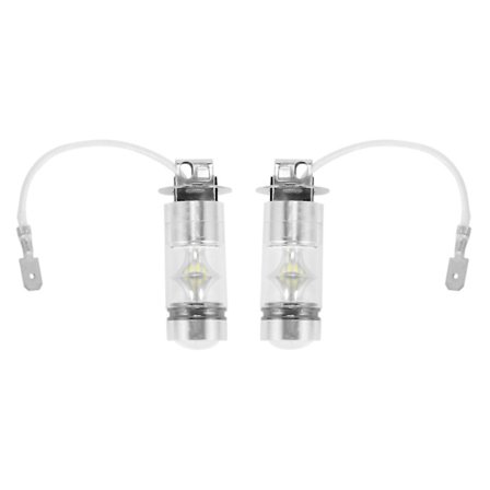 2 stk. 6000k Hvide Led H3 100w 2323 Bil Tåge Lygte Pære Drl