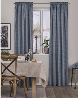 Gardinfag garnfarvede 2-pak ternede Blå