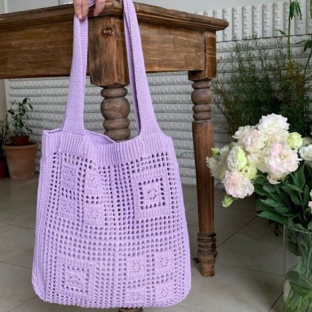 Strikkede skuldertasker Hæklet taske LILLA