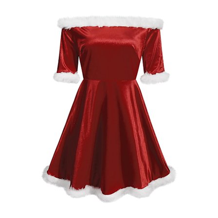 Mrs Santa Claus Kostym för kvinnor Mini Sleeve P Trim Santa Suit Outfit