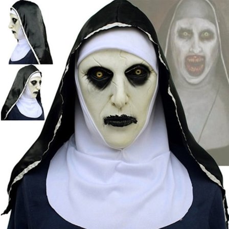The Horror Nun Latex Mask m/Hodeskjerf Valak Cosplay for Hallow