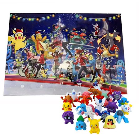 Pokmon 2022 Julekalender til børn Legetøjsfigurer og juletilbehør Festartikler Plysdyr til alle aldre Drenge Piger