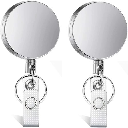 2 kpl teräskaapeli sisäänvedettävä avaimenperä, sisäänvedettävä rintanappipidike, sisäänvedettävä avaimenperä, metallia