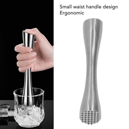 MAD Mortel og Cocktail Muddler i Rustfritt Stål, Matvarekvalitet, Ergonomisk, Smidd i Ett Stykke Rustfritt Stål