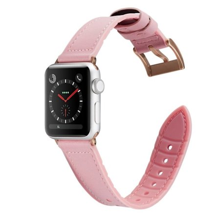 Apple Watch Series 4 44mm nahkapäällysteinen kellonauha - Pinkki